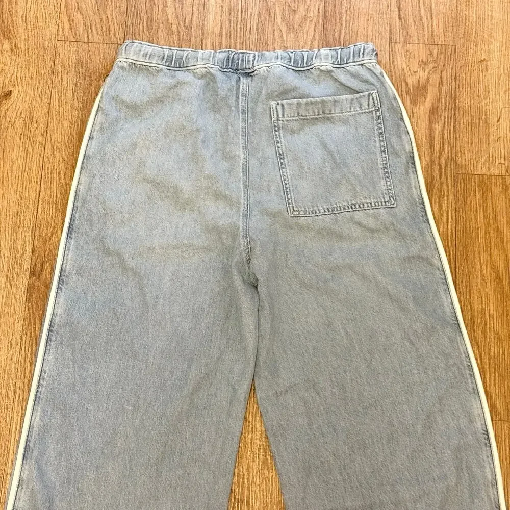 Madewell Tall Pull-On Track Pants in Airy Denim Faded Horizon Wash Size TM